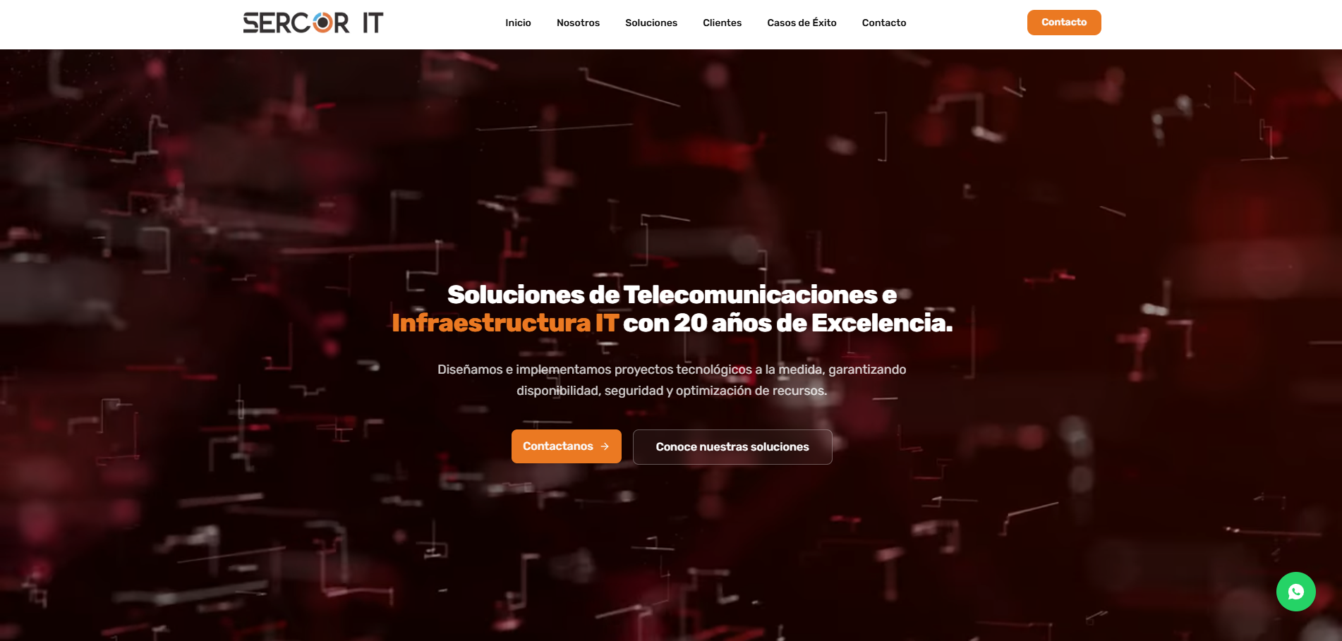 Página de inicio de sercorit.mx, soluciones de telecomunicaciones e infraestructura IT